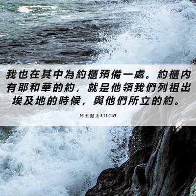 Picture 06 - 列 王 紀 上 8:21 CUVT - 我 也 在 其 中 為 約 櫃 預 備 一 處 - Bible Verse Picture