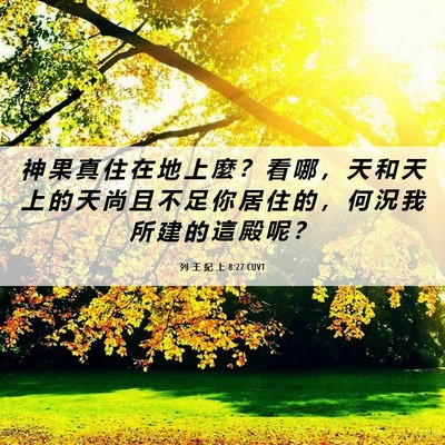 Picture 06 - 列 王 紀 上 8:27 CUVT - 神 果 真 住 在 地 上 麼 ？ 看 哪 ， - Bible Verse Picture