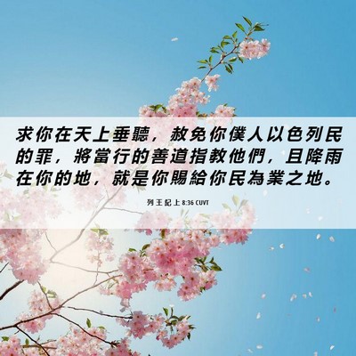 Picture 06 - 列 王 紀 上 8:36 CUVT - 求 你 在 天 上 垂 聽 ， 赦 免 你 僕 - Bible Verse Picture