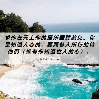 Picture 06 - 列 王 紀 上 8:39 CUVT - 求 你 在 天 上 你 的 居 所 垂 聽 赦 - Bible Verse Picture