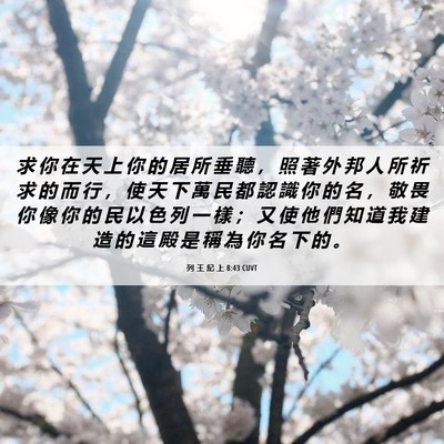 Picture 06 - 列 王 紀 上 8:43 CUVT - 求 你 在 天 上 你 的 居 所 垂 聽 ， - Bible Verse Picture