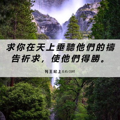 Picture 06 - 列 王 紀 上 8:45 CUVT - 求 你 在 天 上 垂 聽 他 們 的 禱 告 - Bible Verse Picture