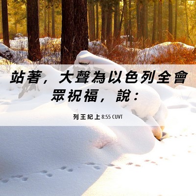 Picture 06 - 列 王 紀 上 8:55 CUVT - 站 著 ， 大 聲 為 以 色 列 全 會 眾 - Bible Verse Picture