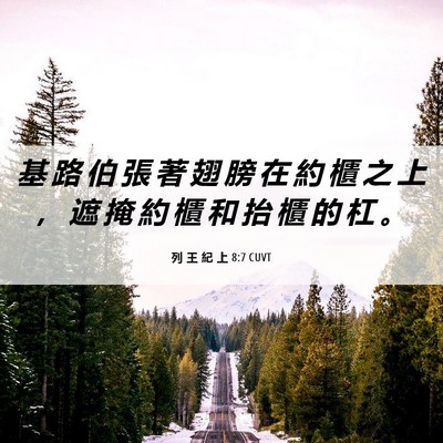 Picture 06 - 列 王 紀 上 8:7 CUVT - 基 路 伯 張 著 翅 膀 在 約 櫃 之 上 - Bible Verse Picture