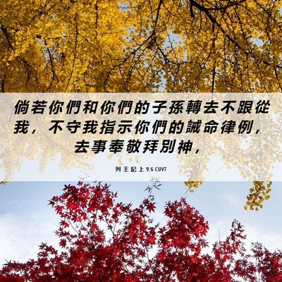 Picture 06 - 列 王 紀 上 9:6 CUVT - 倘 若 你 們 和 你 們 的 子 孫 轉 去 - Bible Verse Picture