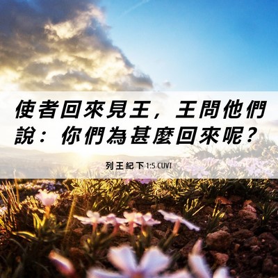 Picture 06 - 列 王 紀 下 1:5 CUVT - 使 者 回 來 見 王 ， 王 問 他 們 說 - Bible Verse Picture