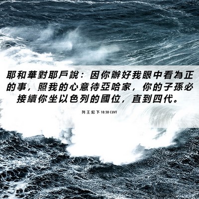 Picture 06 - 列 王 紀 下 10:30 CUVT - 耶 和 華 對 耶 戶 說 ： 因 你 辦 好 - Bible Verse Picture