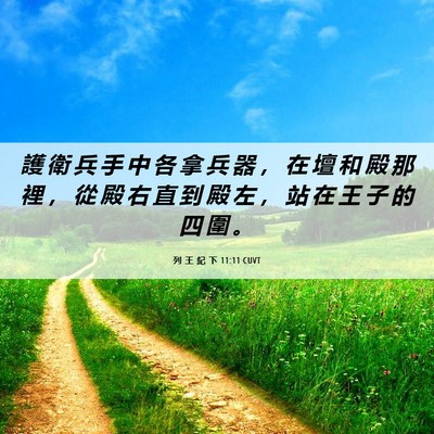 Picture 06 - 列 王 紀 下 11:11 CUVT - 護 衛 兵 手 中 各 拿 兵 器 ， 在 壇 - Bible Verse Picture