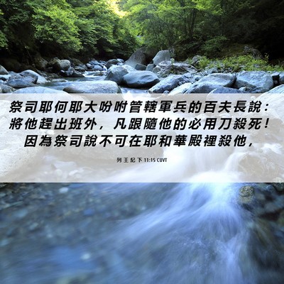 Picture 06 - 列 王 紀 下 11:15 CUVT - 祭 司 耶 何 耶 大 吩 咐 管 轄 軍 兵 - Bible Verse Picture