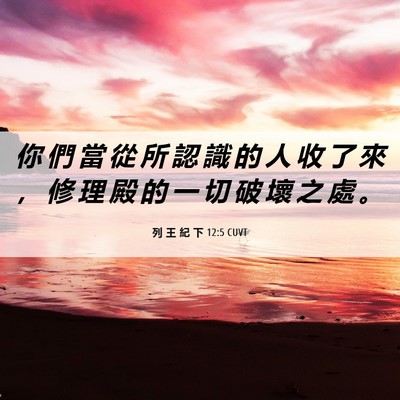 Picture 06 - 列 王 紀 下 12:5 CUVT - 你 們 當 從 所 認 識 的 人 收 了 來 - Bible Verse Picture