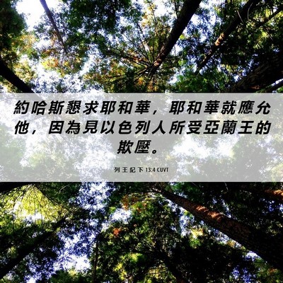 Picture 06 - 列 王 紀 下 13:4 CUVT - 約 哈 斯 懇 求 耶 和 華 ， 耶 和 華 - Bible Verse Picture