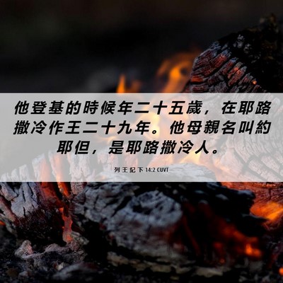 Picture 06 - 列 王 紀 下 14:2 CUVT - 他 登 基 的 時 候 年 二 十 五 歲 ， - Bible Verse Picture