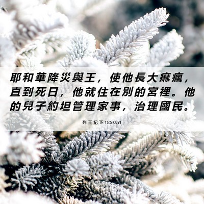 Picture 06 - 列 王 紀 下 15:5 CUVT - 耶 和 華 降 災 與 王 ， 使 他 長 大 - Bible Verse Picture