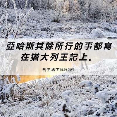 Picture 06 - 列 王 紀 下 16:19 CUVT - 亞 哈 斯 其 餘 所 行 的 事 都 寫 在 - Bible Verse Picture