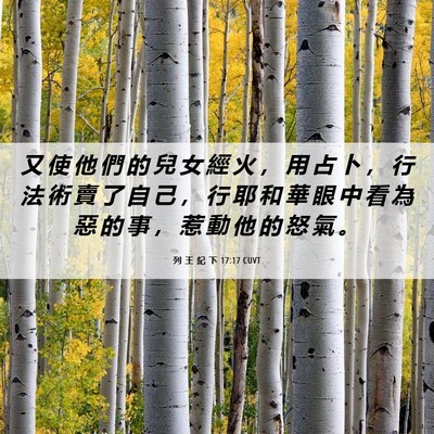 Picture 06 - 列 王 紀 下 17:17 CUVT - 又 使 他 們 的 兒 女 經 火 ， 用 占 - Bible Verse Picture