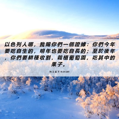 Picture 06 - 列 王 紀 下 19:29 CUVT - 以 色 列 人 哪 ， 我 賜 你 們 一 個 - Bible Verse Picture