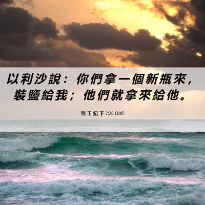 Picture 06 - 列 王 紀 下 2:20 CUVT - 以 利 沙 說 ： 你 們 拿 一 個 新 瓶 - Bible Verse Picture
