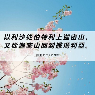 Picture 06 - 列 王 紀 下 2:25 CUVT - 以 利 沙 從 伯 特 利 上 迦 密 山 ， - Bible Verse Picture