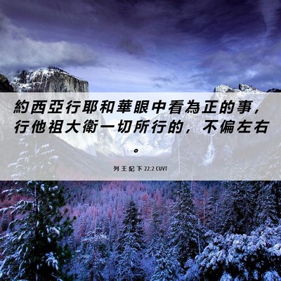 Picture 06 - 列 王 紀 下 22:2 CUVT - 約 西 亞 行 耶 和 華 眼 中 看 為 正 - Bible Verse Picture