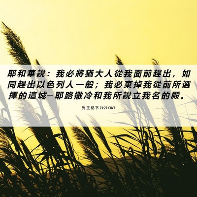 Picture 06 - 列 王 紀 下 23:27 CUVT - 耶 和 華 說 ： 我 必 將 猶 大 人 從 - Bible Verse Picture