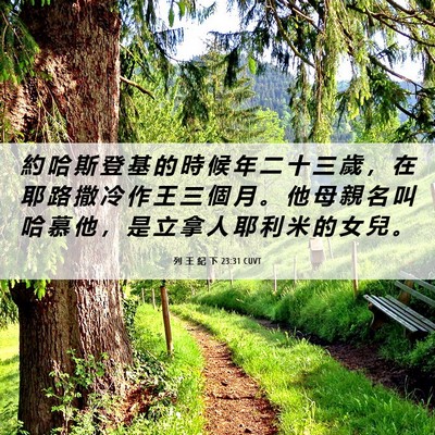 Picture 06 - 列 王 紀 下 23:31 CUVT - 約 哈 斯 登 基 的 時 候 年 二 十 三 - Bible Verse Picture