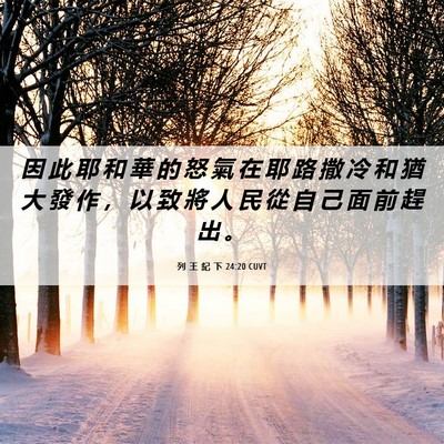 Picture 06 - 列 王 紀 下 24:20 CUVT - 因 此 耶 和 華 的 怒 氣 在 耶 路 撒 - Bible Verse Picture