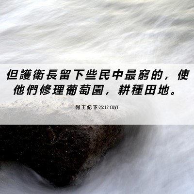 Picture 06 - 列 王 紀 下 25:12 CUVT - 但 護 衛 長 留 下 些 民 中 最 窮 的 - Bible Verse Picture