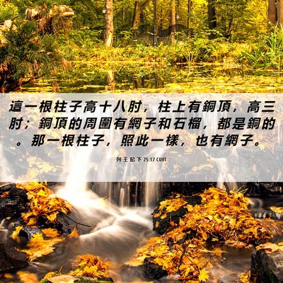 Picture 06 - 列 王 紀 下 25:17 CUVT - 這 一 根 柱 子 高 十 八 肘 ， 柱 上 - Bible Verse Picture