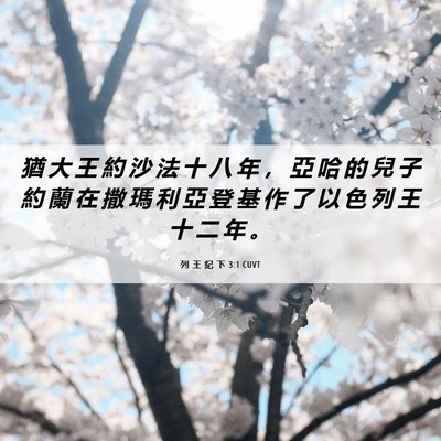 Picture 06 - 列 王 紀 下 3:1 CUVT - 猶 大 王 約 沙 法 十 八 年 ， 亞 哈 - Bible Verse Picture