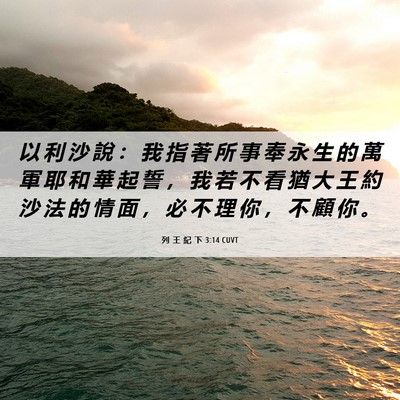 Picture 06 - 列 王 紀 下 3:14 CUVT - 以 利 沙 說 ： 我 指 著 所 事 奉 永 - Bible Verse Picture
