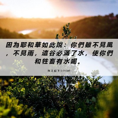 Picture 06 - 列 王 紀 下 3:17 CUVT - 因 為 耶 和 華 如 此 說 ： 你 們 雖 - Bible Verse Picture
