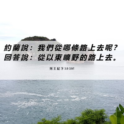 Picture 06 - 列 王 紀 下 3:8 CUVT - 約 蘭 說 ： 我 們 從 哪 條 路 上 去 - Bible Verse Picture