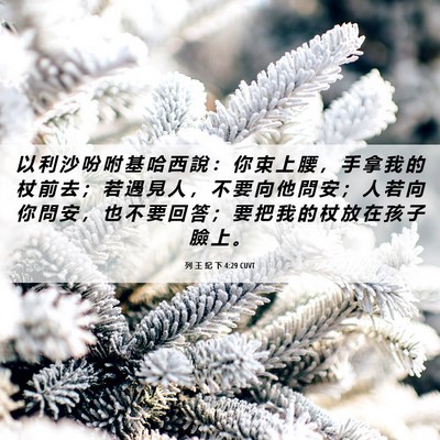 Picture 06 - 列 王 紀 下 4:29 CUVT - 以 利 沙 吩 咐 基 哈 西 說 ： 你 束 - Bible Verse Picture