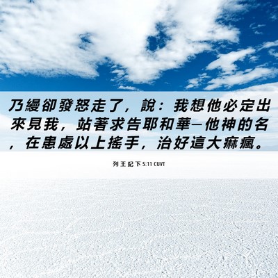 Picture 06 - 列 王 紀 下 5:11 CUVT - 乃 縵 卻 發 怒 走 了 ， 說 ： 我 想 - Bible Verse Picture