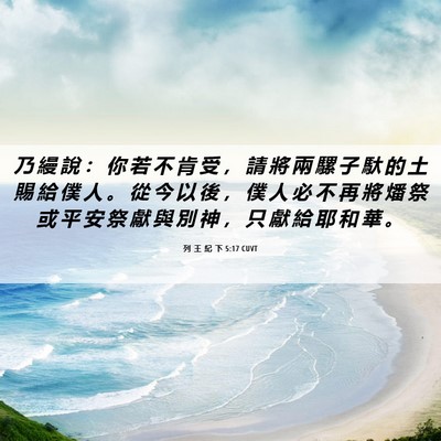 Picture 06 - 列 王 紀 下 5:17 CUVT - 乃 縵 說 ： 你 若 不 肯 受 ， 請 將 - Bible Verse Picture