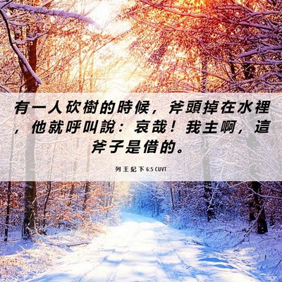 Picture 06 - 列 王 紀 下 6:5 CUVT - 有 一 人 砍 樹 的 時 候 ， 斧 頭 掉 - Bible Verse Picture