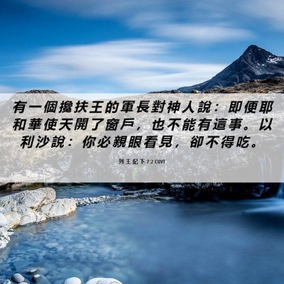 Picture 06 - 列 王 紀 下 7:2 CUVT - 有 一 個 攙 扶 王 的 軍 長 對 神 人 - Bible Verse Picture