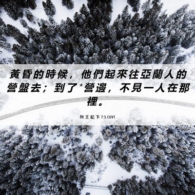 Picture 06 - 列 王 紀 下 7:5 CUVT - 黃 昏 的 時 候 ， 他 們 起 來 往 亞 - Bible Verse Picture