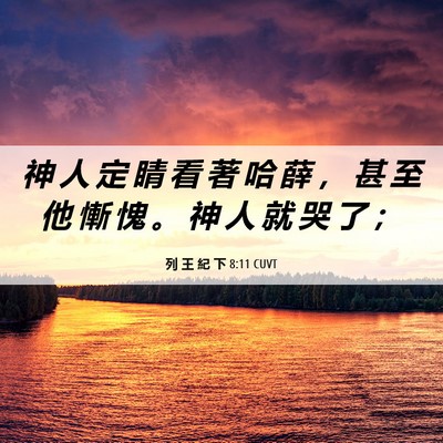 Picture 06 - 列 王 紀 下 8:11 CUVT - 神 人 定 睛 看 著 哈 薛 ， 甚 至 他 - Bible Verse Picture