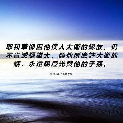 Picture 06 - 列 王 紀 下 8:19 CUVT - 耶 和 華 卻 因 他 僕 人 大 衛 的 緣 - Bible Verse Picture