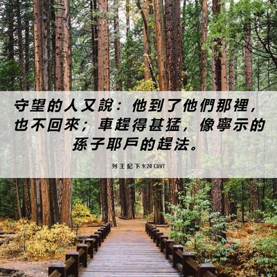 Picture 06 - 列 王 紀 下 9:20 CUVT - 守 望 的 人 又 說 ： 他 到 了 他 們 - Bible Verse Picture