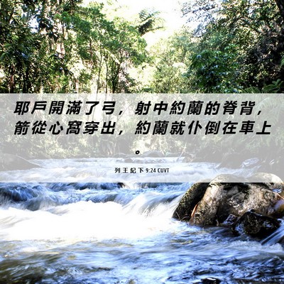 Picture 06 - 列 王 紀 下 9:24 CUVT - 耶 戶 開 滿 了 弓 ， 射 中 約 蘭 的 - Bible Verse Picture