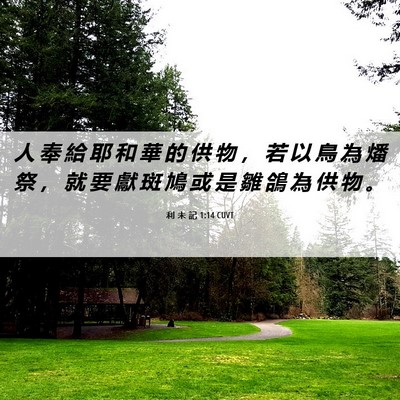 Picture 06 - 利 未 記 1:14 CUVT - 人 奉 給 耶 和 華 的 供 物 ， 若 以 - Bible Verse Picture