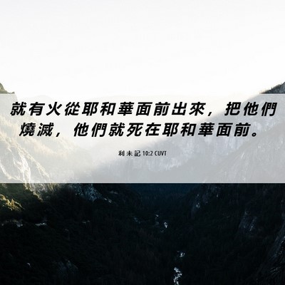 Picture 06 - 利 未 記 10:2 CUVT - 就 有 火 從 耶 和 華 面 前 出 來 ， - Bible Verse Picture
