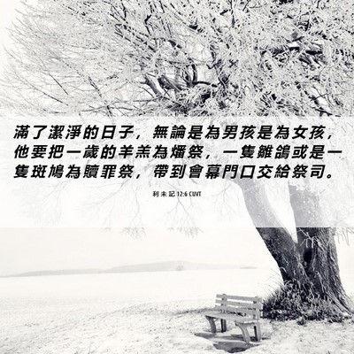 Picture 06 - 利 未 記 12:6 CUVT - 滿 了 潔 淨 的 日 子 ， 無 論 是 為 - Bible Verse Picture