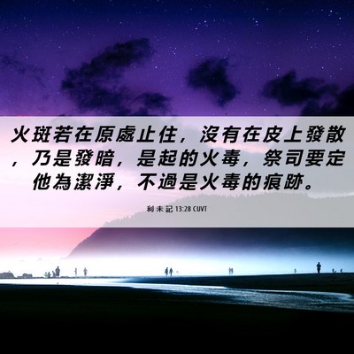Picture 06 - 利 未 記 13:28 CUVT - 火 斑 若 在 原 處 止 住 ， 沒 有 在 - Bible Verse Picture
