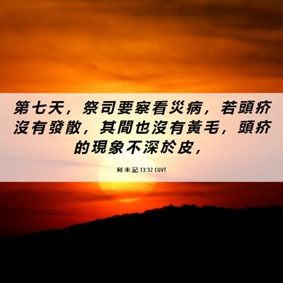 Picture 06 - 利 未 記 13:32 CUVT - 第 七 天 ， 祭 司 要 察 看 災 病 ， - Bible Verse Picture
