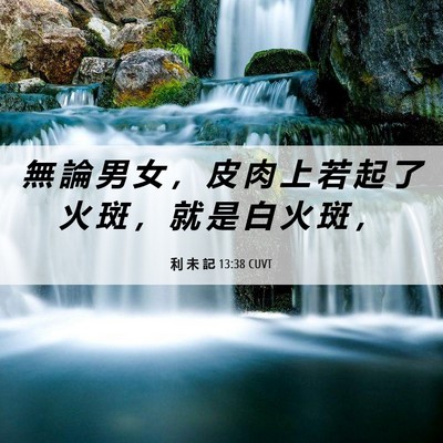 Picture 06 - 利 未 記 13:38 CUVT - 無 論 男 女 ， 皮 肉 上 若 起 了 火 - Bible Verse Picture