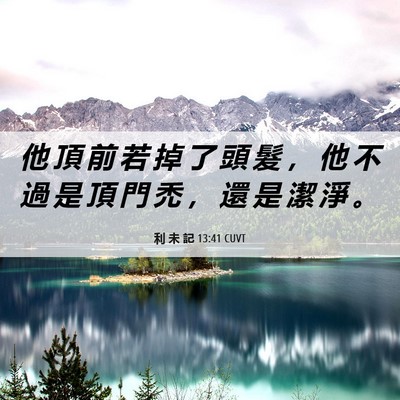 Picture 06 - 利 未 記 13:41 CUVT - 他 頂 前 若 掉 了 頭 髮 ， 他 不 過 - Bible Verse Picture