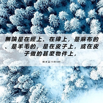 Picture 06 - 利 未 記 13:48 CUVT - 無 論 是 在 經 上 、 在 緯 上 ， 是 - Bible Verse Picture
